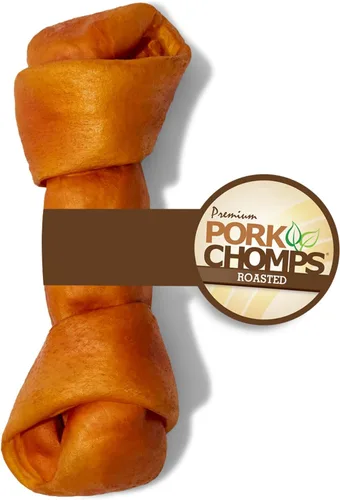 Miniatura 19 de Pork Chomps Masticable para perros de piel de cerdo al horno, nudo de 11 pulgadas, 1 unidad