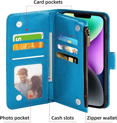 Miniatura 3 de Asuwish Funda de teléfono para iPhone 14 de 6.1 pulgadas con protector de pantalla de vidrio templado y soporte de tarjeta de crédito con tapa