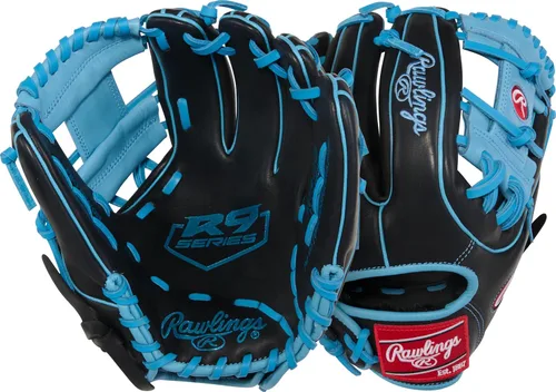 Miniatura 20 de Rawlings Guantes de béisbol de la serie R9 Tamaños 11.5 a 13 pulgadas Múltiples estilos Pro H-Web Negro/Oro