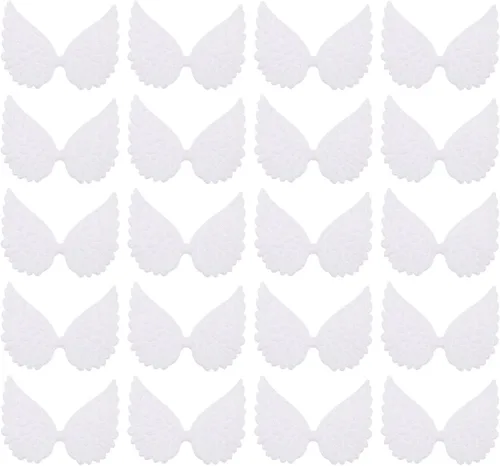 Kisangel 30 piezas de mini parches de costura de alas de ángel con purpurina de 3.14 x 2.51 pulgadas para decoración de pasteles, fiestas,