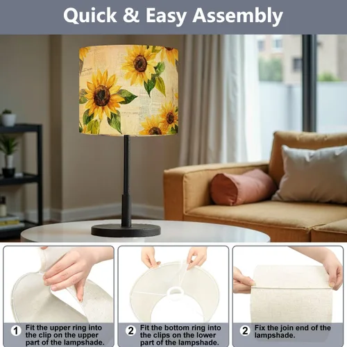 Miniatura 7 de Drum Lamp Shade seamless hand drawn vibrant yellow watercolor sunflowers Lampshade for Floor Lamps Table Lamps Pendant Light 11"x8.9" Large Lamp