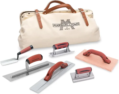 MARSHALLTOWN Kit de herramientas de aprendizaje de hormigón en bolsa de nailon, incluye 6 herramientas de acabado de hormigón, paleta, flotador,