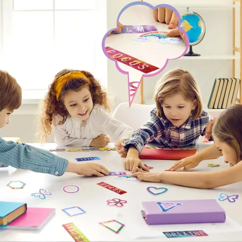 Miniatura 4 de Crtiin 80 calcomanías sensoriales para ansiedad, táctiles, ásperas, para la salud mental, autismo, TDAH, atención plena, para aliviar el estrés