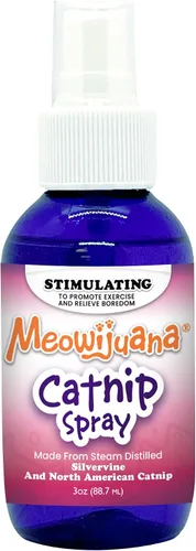 Meowijuana Spray de hierba gatera y vid plateada - 3 onzas | Fórmula de alta potencia | Fórmula natural para dueños de mascotas y hogares con varios