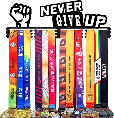 Miniatura 13 de Goutoports Estante de exhibición para colgar medallas, organizador personalizado de cinta de premios para corredores de carreras deportivas, placas