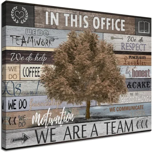 Obra de arte de arte vintage de oficina para decoración de pared en esta oficina, póster motivacional de árbol de arce marrón sobre lienzo, arte de