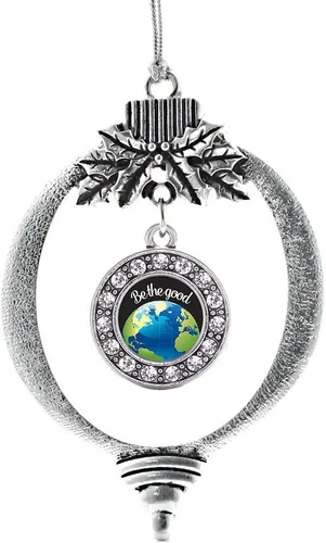 Miniatura 65 de Inspired Silver - Twin One - Adorno festivo de Navidad de plata - Adorno festivo de árbol de Navidad con dije de círculo y circonita cúbica