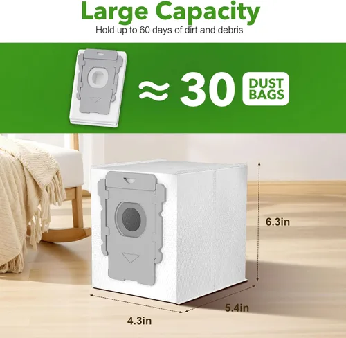 Miniatura 4 de Paquete de 20 bolsas de vacío para iRobot Roomba i7 i7+ i8 i8+ i3 i3+ i4 i4+ i6 i6+ j7 j7+ s9 s9+, s9plus, I & S & J Series Clean Base Bolsas
