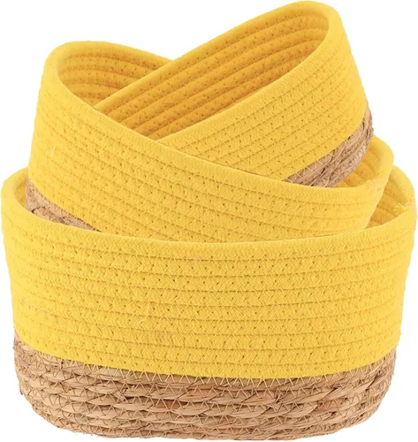 Miniatura 9 de Cestas de almacenamiento clásicas de algodón apilables para estantes, juego de 3, ideales como cesta de pañales, canasta de juguetes para perros