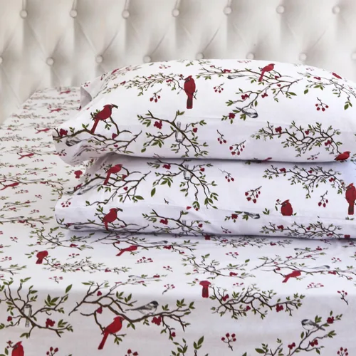 Miniatura 25 de Elegant Comfort Juego de sábanas de franela ultrasuave de 4 piezas 100% de algodón turco - Sábanas de franela navideñas de Navidad, de calidad
