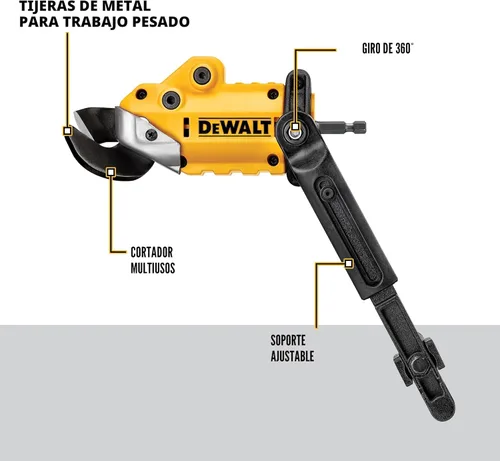 Miniatura 3 de DEWALT Cizalla/Cortador de Metal Accesorio para Taladro, Listo para Impacto, Cabezal Pivotante de 360 Grados, Corta Material de 18GA
