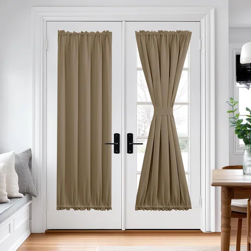 Miniatura 71 de Cortina térmica para puerta con bolsillo para barra, opacas, tratamiento de ventanas con ojales y ojales Deconovo 1 panel