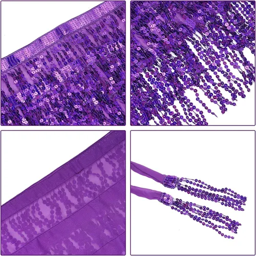 Miniatura 3 de Sequin Belly Dance Hip Scarf Women Girls Sparkly Carnival Festival Party Costumes Outfit Space Cowgirl