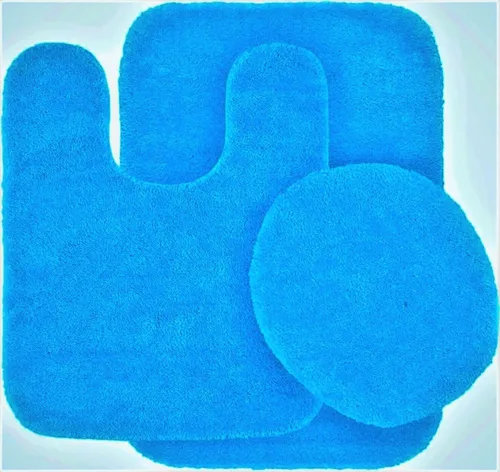 Miniatura 8 de Alfombra de baño #6, tapete de contorno y cubierta de tapa, con respaldo de goma, juego de baño de 3 piezas, colores sólidos surtidos (azul bebé)
