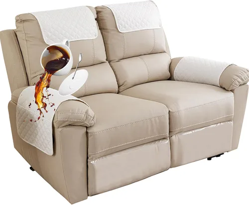 Miniatura 23 de Funda para Reposabrazos de Sofá, Funda para Reposacabezas de Silla Reclinable, Funda de Sillón con Bolsillos, Protector de Muebles Acolchado Beige