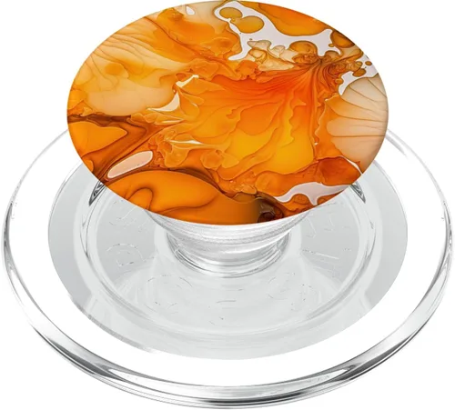 Miniatura 8 de Tinta Naranja Abstracto Ilustración Teléfono Popper Mármolado PopSockets Estándar PopGrip