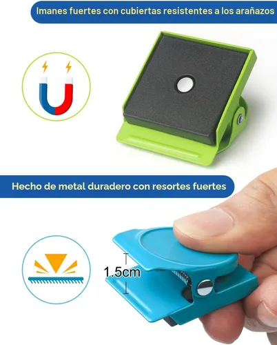 Miniatura 3 de VICNOVA Clips magnéticos, 24 piezas de clips magnéticos de chip de metal para nevera, imanes para refrigerador, pizarra blanca, casillero, imanes