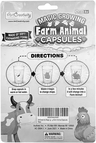 Miniatura 3 de ArtCreativity Magic Growing Farm Animal Capsules, 2 paquetes, 24 cápsulas expandibles de animales, crecer en agua, lindo color y diseño, recuerdos