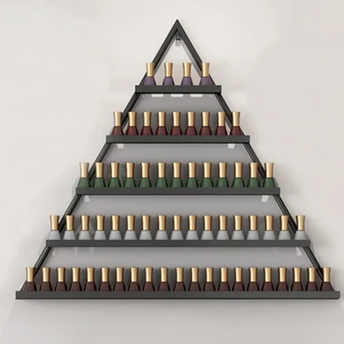 Miniatura 16 de Estante organizador de perfume montado en la pared, estante triangular de metal para esmalte de uñas, estante de exhibición de aceites esenciales