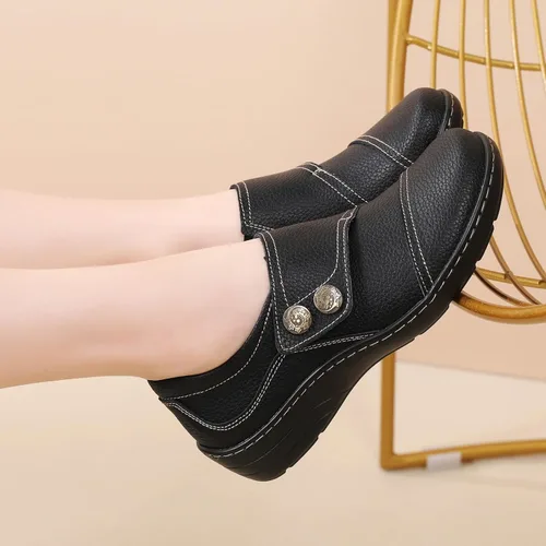 Miniatura 5 de Mocasines Penny y zapatos sin cordones para mujer, zapatos planos de cuero para conducir, cómodos zapatos de trabajo para caminar