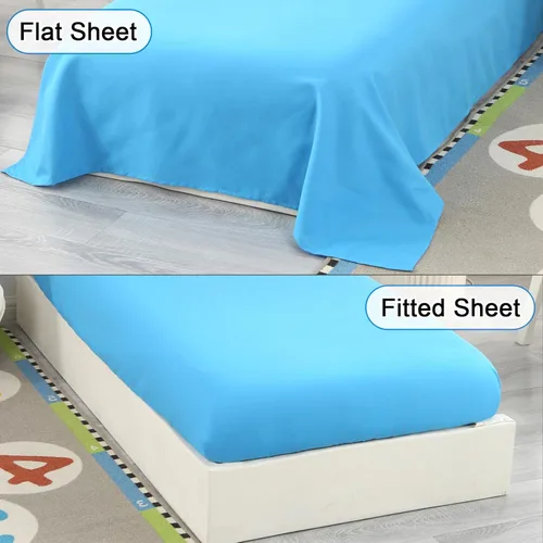 Miniatura 4 de Juegos de ropa de cama para niños pequeños con temática de autos de 4 piezas azules para niños, incluye juego de sábanas y edredón con temática