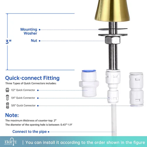Miniatura 6 de Grifo de filtro de agua de oro cepillado, grifo de filtración de agua de oro cepillado, grifo de agua potable de oro cepillado para fregadero