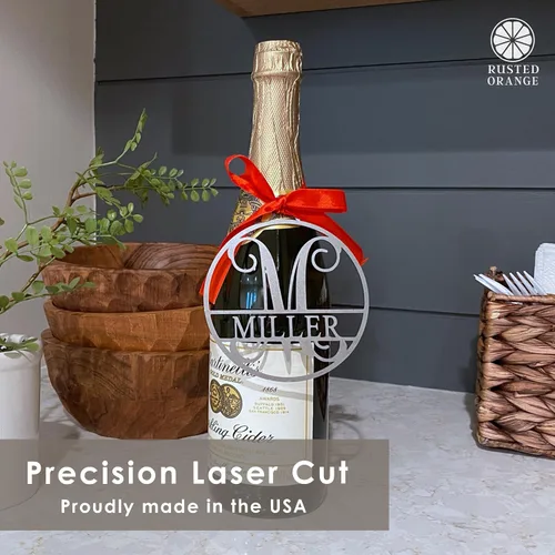 Miniatura 3 de Juego de 5 adornos de Navidad con monograma circular personalizados – Adornos de letras 2025 para árbol de Navidad – Decoraciones navideñas