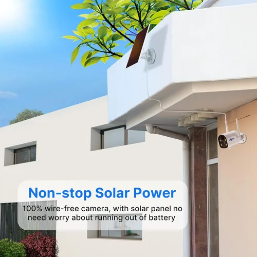 Miniatura 5 de Hiseeu Sistema de cámara de seguridad inalámbrica con batería solar, kits de 3 cámaras 100% sin cables, 2K HD, foco, visión nocturna a color, audio