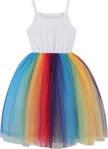 BTGIXSF - Vestido tipo tutú para niña, vestido sin mangasmanga larga para niña, vestido de verano de tul para niña