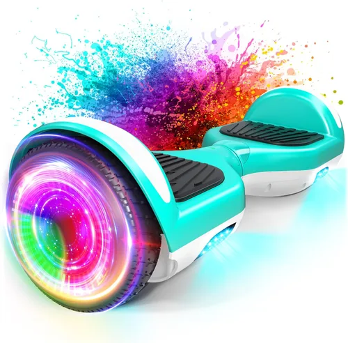 SISIGAD Scooter, 6.5" Flash Wheels & Corlorful LED Lights, All for Girls Boys Kids Ages 6+ M-Verde Blanco