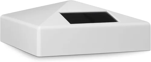 Classy Caps Tapa solar de pirámide de PVC blanco 4 x 4, alto rendimiento, eficiencia energética, iluminación solar al aire libre, PVC blanco