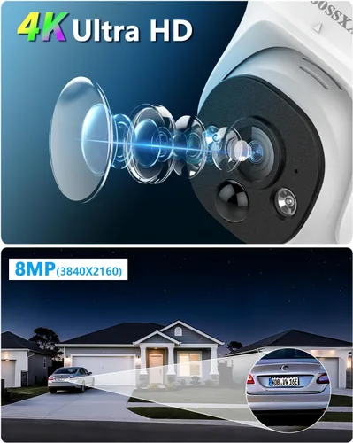 Miniatura 4 de OOSSXX (4K HD y ángulo ultra amplio de 130°) Audio bidireccional 8MP Cámaras IP domo PoE cableadas para sistema de cámaras de seguridad del hogar al