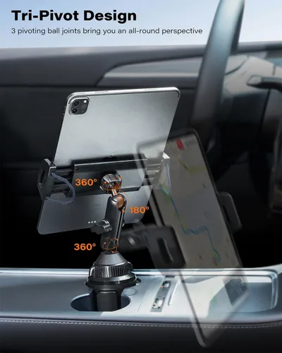 Miniatura 3 de APPS2Car Soporte para portavasos para iPad, brazo de aleación ajustable para automóvil, soporte para tableta, viaje por carretera, esencial