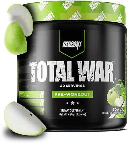 Miniatura 13 de REDCON1 Total War - Suplemento para antes del entrenamiento, Uva - Preentrenamiento con cafeína de acción rápida para hombres + mujeres con beta