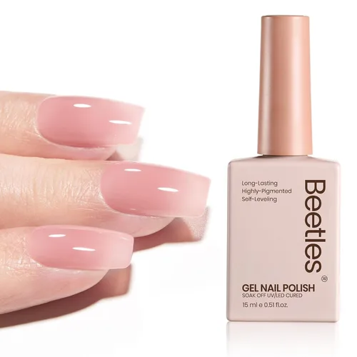 Miniatura 46 de Beetles - Esmalte de uñas de gel ultravioleta semipermanente sin HEMA de alto brillo para manicura francesa y arte de uñas, frasco a juego, blanco