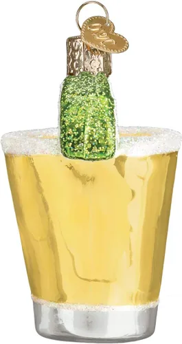 Miniatura 4 de Old World Christmas Adorno soplado de vidrio de tequila para árbol de Navidad, decoración navideña hecha a mano, colección de bebidas para adultos