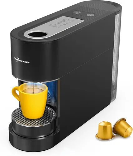 Máquina de café expreso, compatible con cápsulas originales Nespresso, de un solo toque con zona de preparación iluminada, bomba de 20 bares, tanque