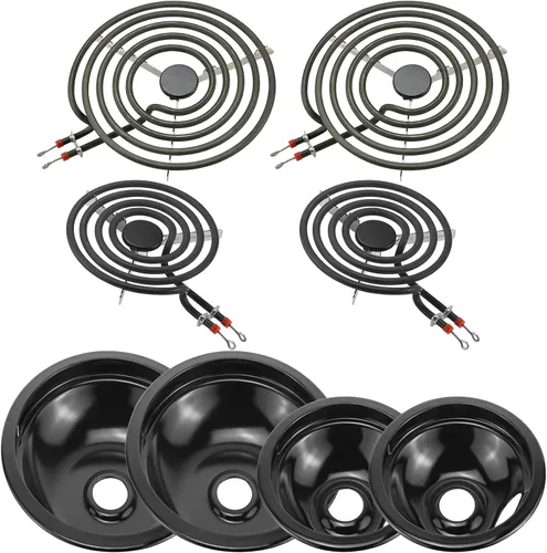 Miniatura 13 de Sartenes de goteo para estufa eléctrica y quemador de estufa MP22YA de repuesto para estufa eléctrica W-hirlpool Ken-more Ama-na, 2 x 6 pulgadas y 2