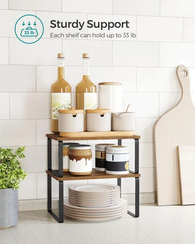 Miniatura 5 de SONGMICS Estante organizador de gabinete, juego de 4 estantes de encimera de cocina, almacenamiento de cocina, estante de especias, apilable, Tinta