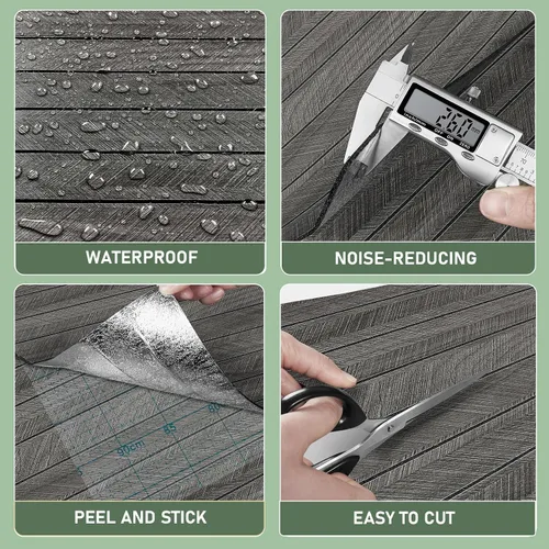 Miniatura 5 de ReWallpaper Paneles acústicos de color negro carbón para despegar y pegar, paneles de pared de listones absorbentes de sonido, paneles de pared