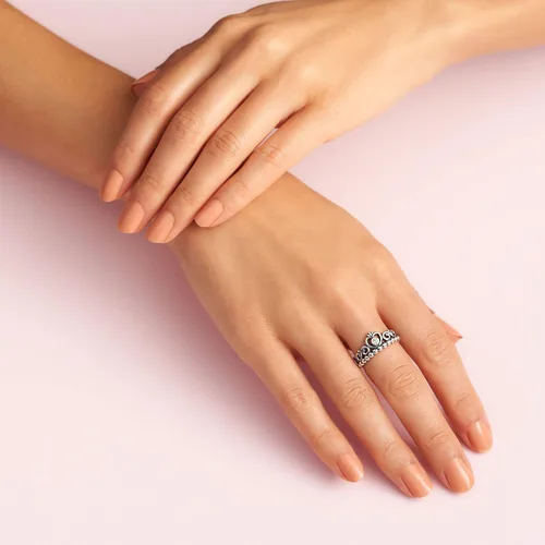 Miniatura 6 de Pandora Anillo de corona de tiara de princesa, anillo de plata de ley para mujer, anillo apilable, regalo para ella, plata de ley con circonita