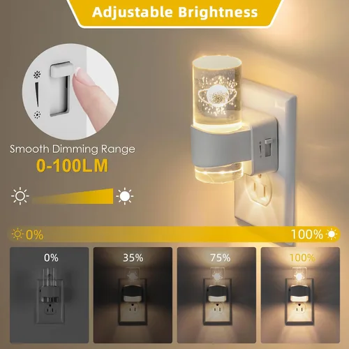 Miniatura 4 de Paquete de 2 luces LED de noche, regulable, sensor de atardecer a amanecer, brillo ajustable de 0-100 lúmenes, 3000 K, montaje en pared