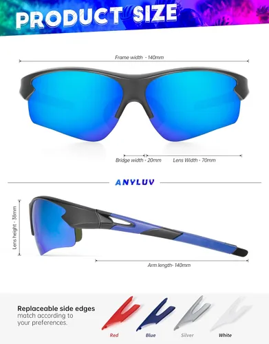 Miniatura 6 de ANYLUV Gafas de sol deportivas para hombres y mujeres, gafas de sol polarizadas ligeras mejoradas para hombre, protección UV para exteriores