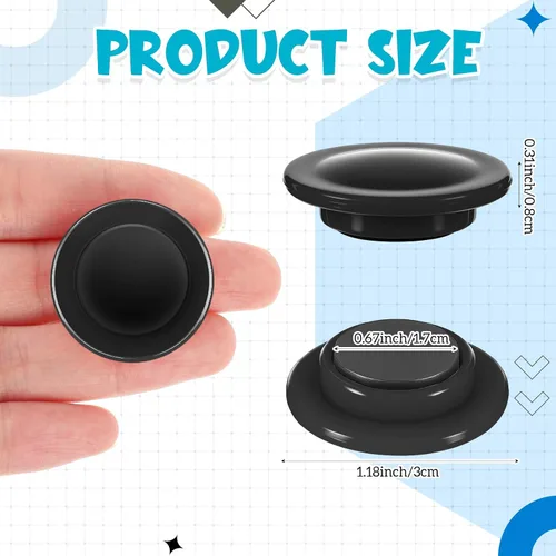Miniatura 2 de Outus 45 imanes redondos negros para pizarra blanca de 1.2 in, imanes para refrigerador para el regreso a clases, mini nevera, suministros