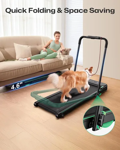 Miniatura 10 de UREVO Strol 2E Smart 2-in-1 Folding Treadmill, Compact Walking Pad with Safety Handle, Plug and Play, Standing Desk Treadmill with Dual LED Display