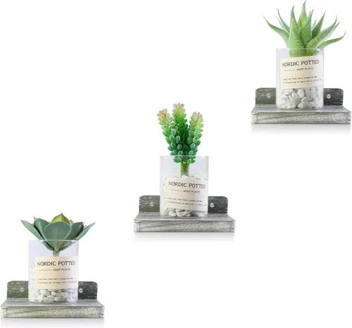 Miniatura 36 de Estante flotante pequeño, mini estante montado en la pared de 5 x 5 pulgadas, estante de madera rústica para dormitorio, sala de estar, baño, Gris