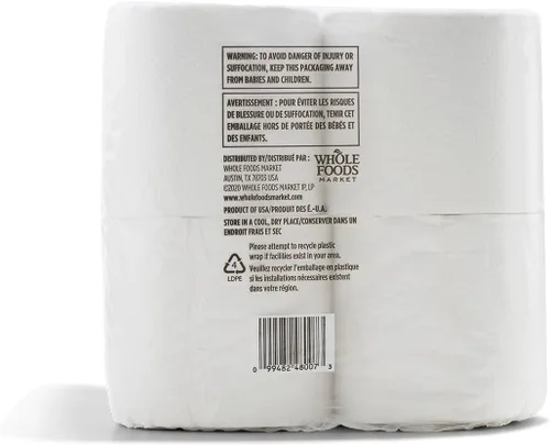 Miniatura 3 de 365 by Whole Foods Market, Papel de baño 100% reciclado, ultra fuerte, 260 hojas por rollo, 12