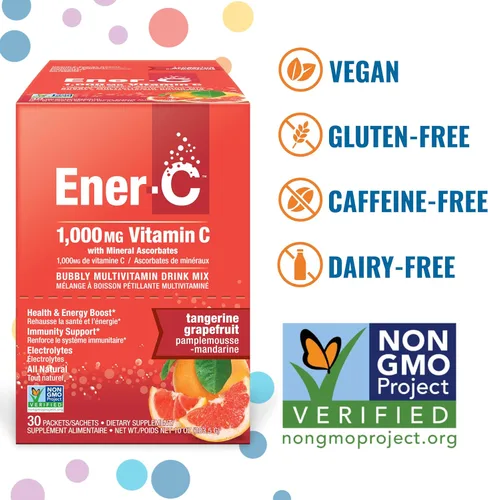 Miniatura 3 de Ener-C Mezcla de bebida multivitamínica de pomelo mandarina, 1000 mg de vitamina C, sin OMG, vegano, polvo de jugo de fruta real, apoyo inmunitario