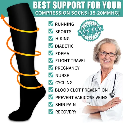 Miniatura 5 de Paquete de 3 pares de calcetines de compresión médica para mejorar la circulación de mujeres y hombres, para correr, hacer deporte y amamantar