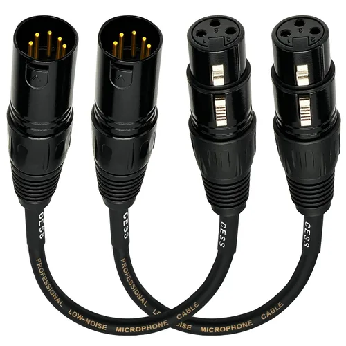 Miniatura 5 de CNCESS XLR - Cable adaptador DMX macho de 5 pines a hembra de 3 pines, cable de control de iluminación corto, 6 pulgadas, paquete de 2